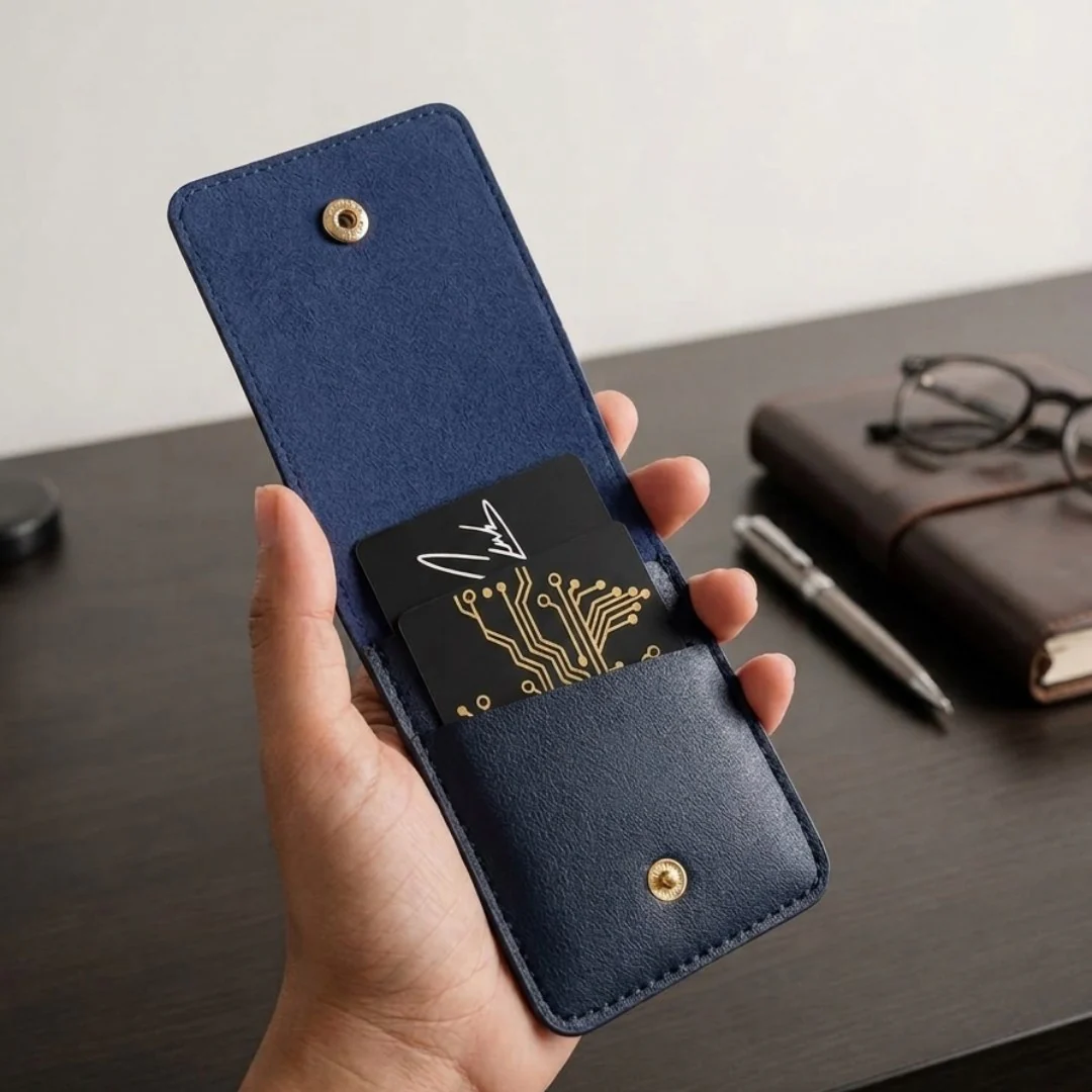 Addon Sleek Snap Card Holder - Blue