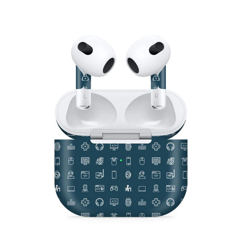 Airpods 4 Tech Icons Blue Skin