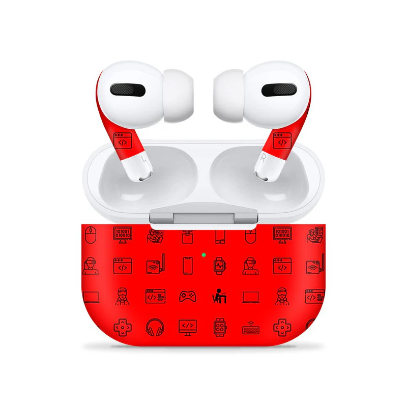 Airpods Pro Tech Icons Red Skin