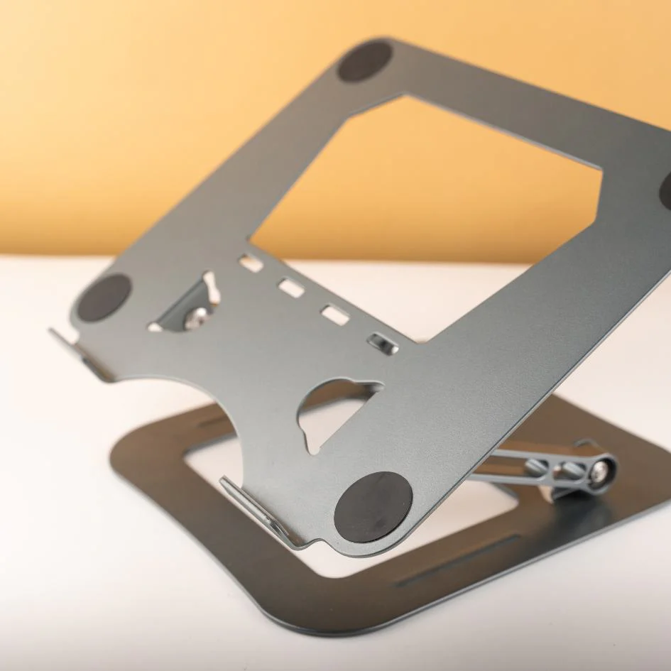 Desktop Aluminum Metal Stand Holder, Foldable, Compatible with iPad, Tablet - Silver - Image 2