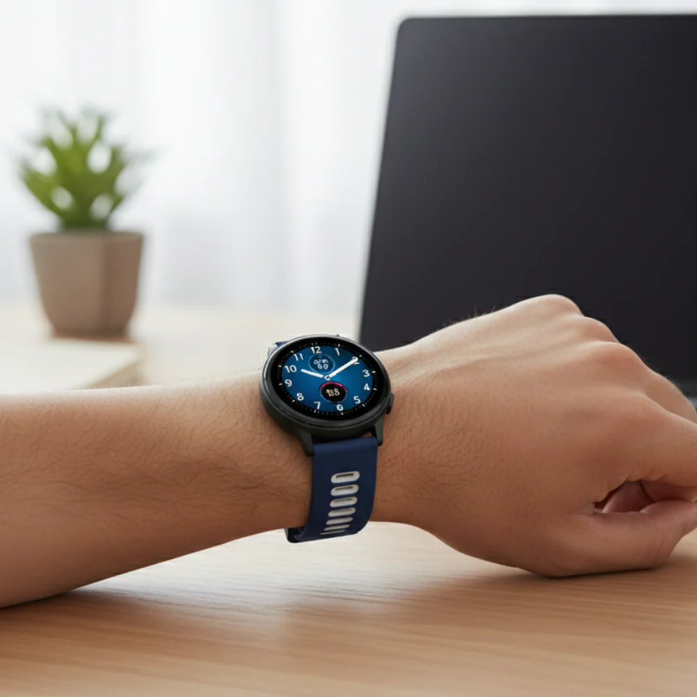 Blue - White Releasable Watch Strap -Samsung/Noise/Boat/Realme/OnePlus/Other - SELECT MM - Image 2