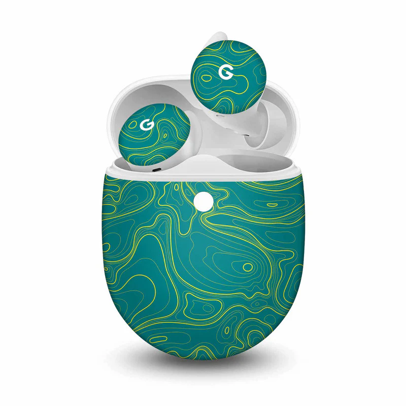 Colourful Topography Green Google Pixel Buds Skin