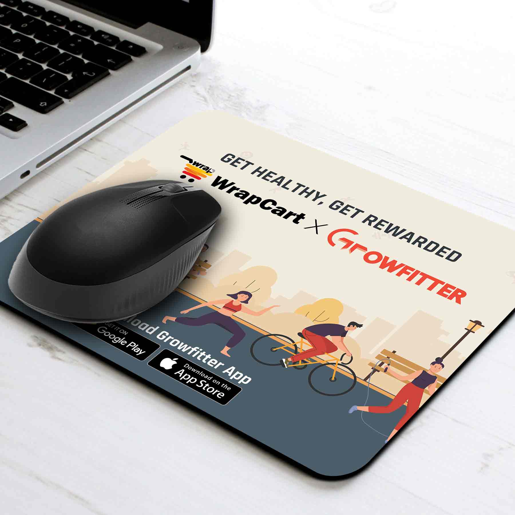 GROWFITTER X WRAPCART Premium Mouse Pad - Stay Healthy, Get Rewarded