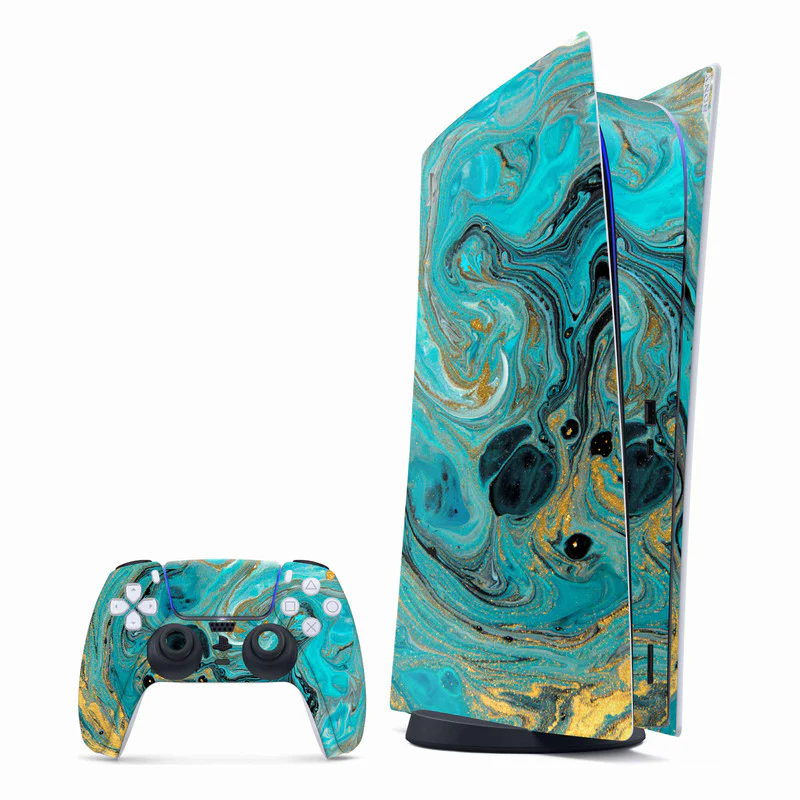 Blue Gold PlayStation Skin