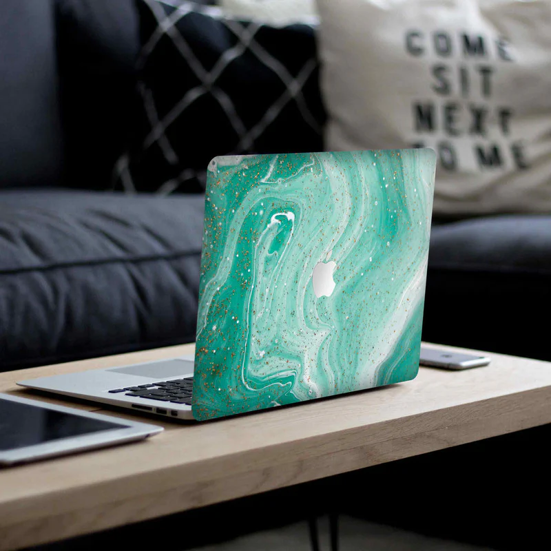 MacBook Aesthetic Green Marble 2 Laptop Skin - Image 2