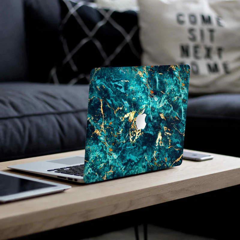 MacBook Blue Gold Marble Laptop Skin - Image 4