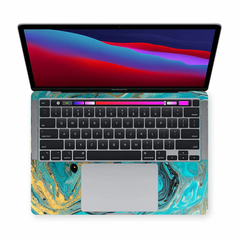 Macbook Blue Gold Laptop Skins - Image 2