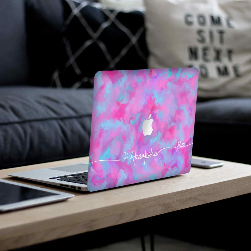 MacBook Pink Paint Laptop Skin - Custom Name - Image 2