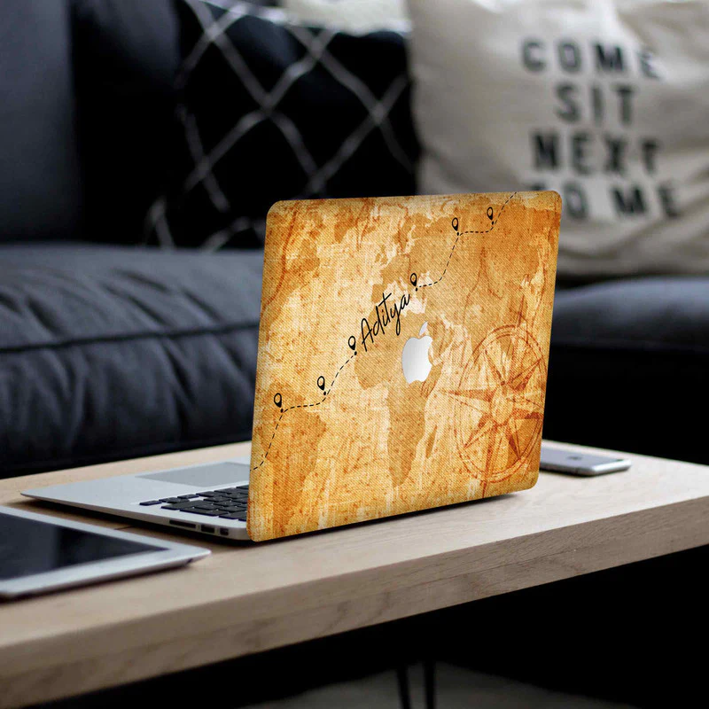MacBook Vintage Map Laptop Skin - Custom Name - Image 2