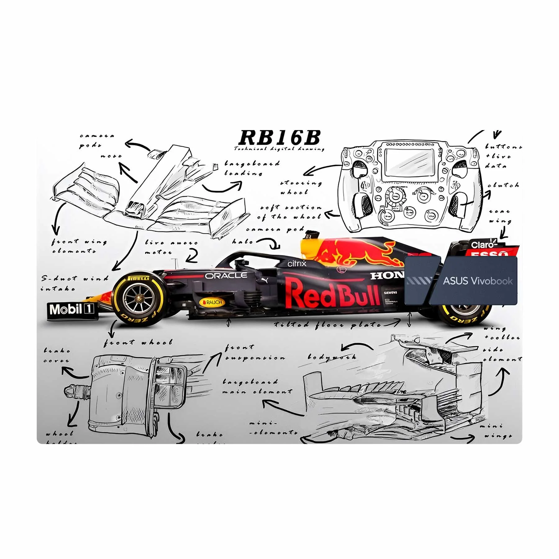 Max First Numbered Redbull Car Asus Vivobook GO 15 E1504G Laptop Skin