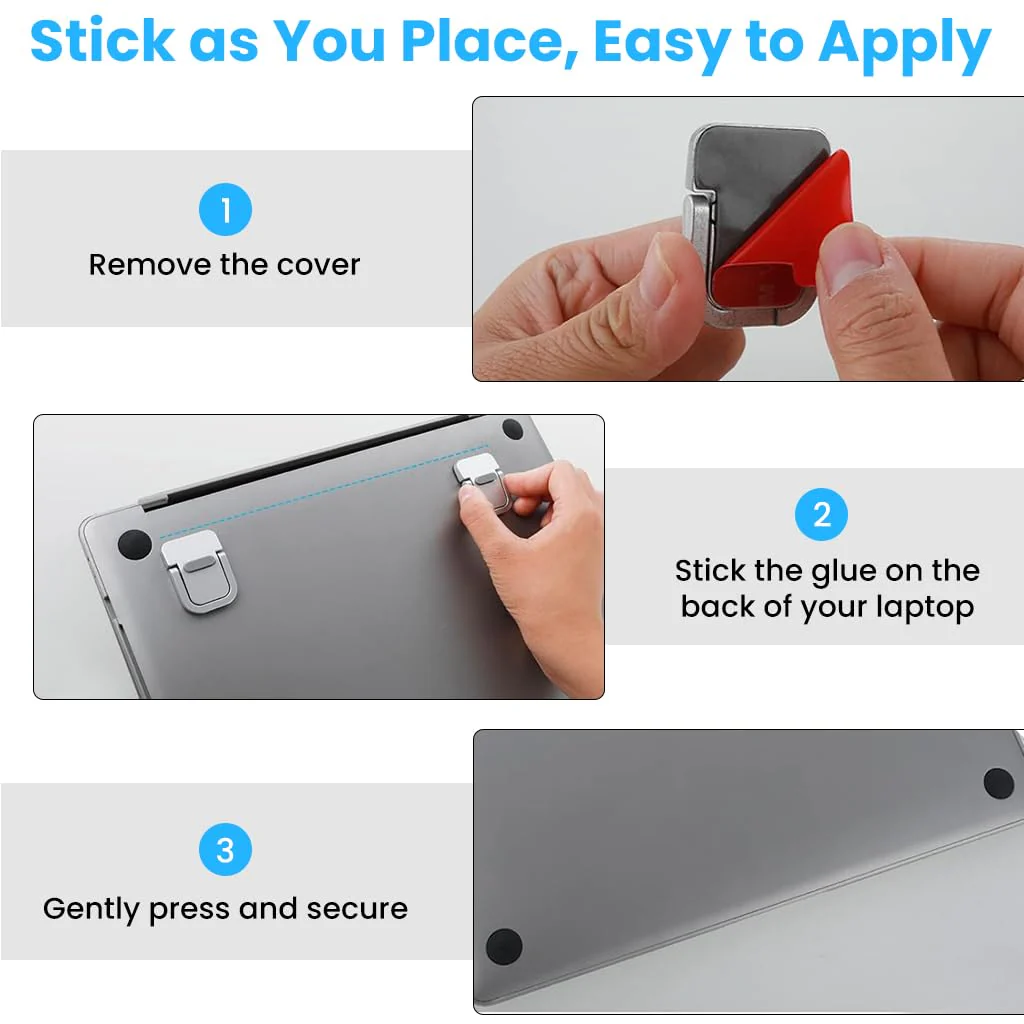 Mini Laptop Riser Stand - 2pc Self-Adhesive Laptop Stand - Image 4