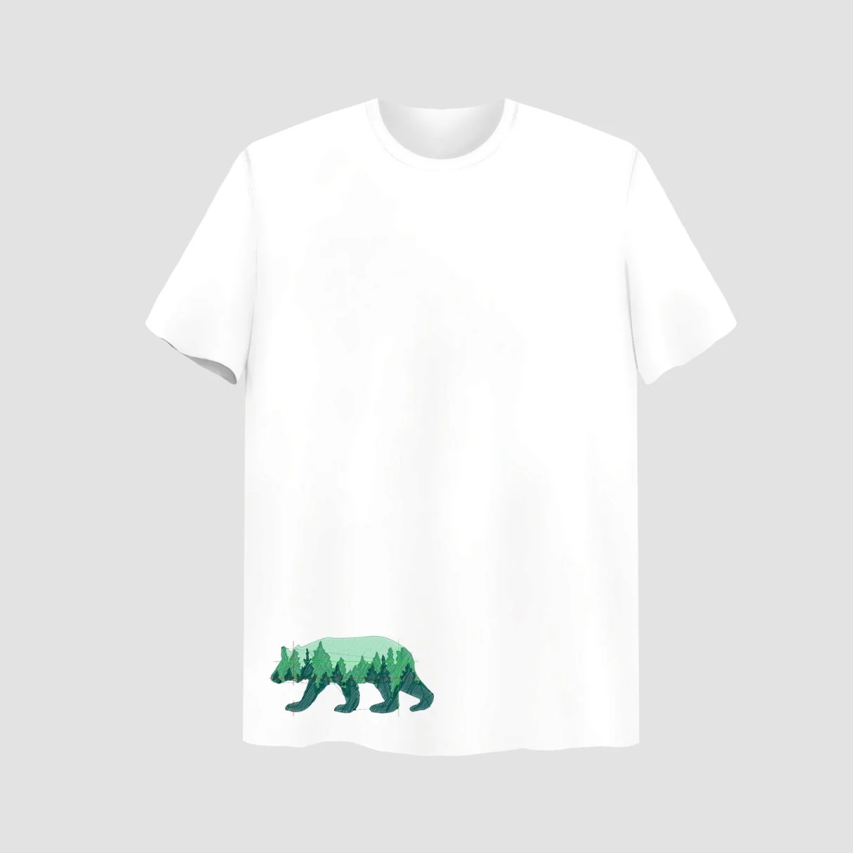 Bear Embroidered White Oversize T-Shirt