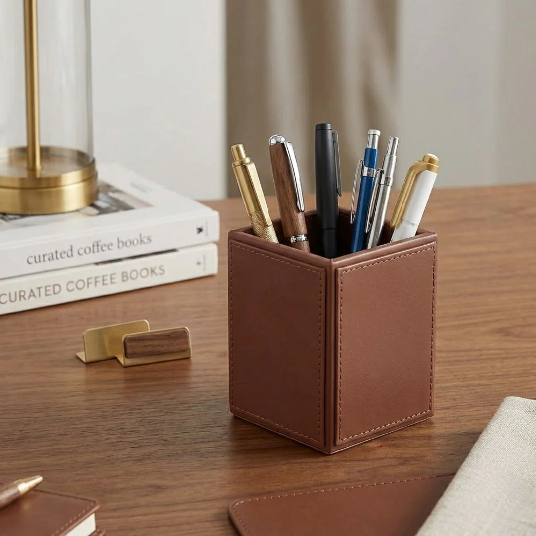 Premium Vegan Leather Pen Holder