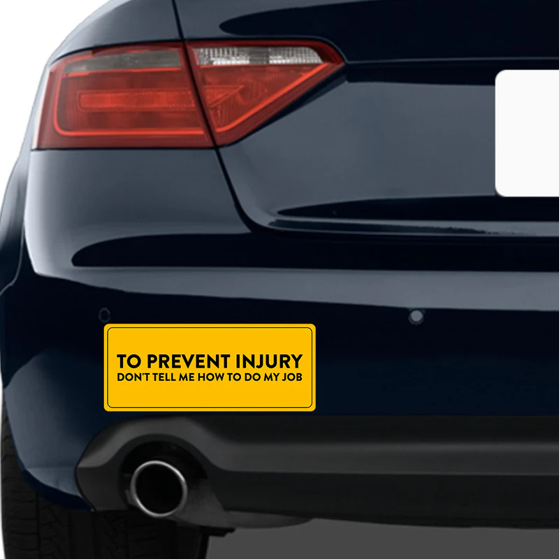 Prevent Injury Car Bumper Sticker - Image 2