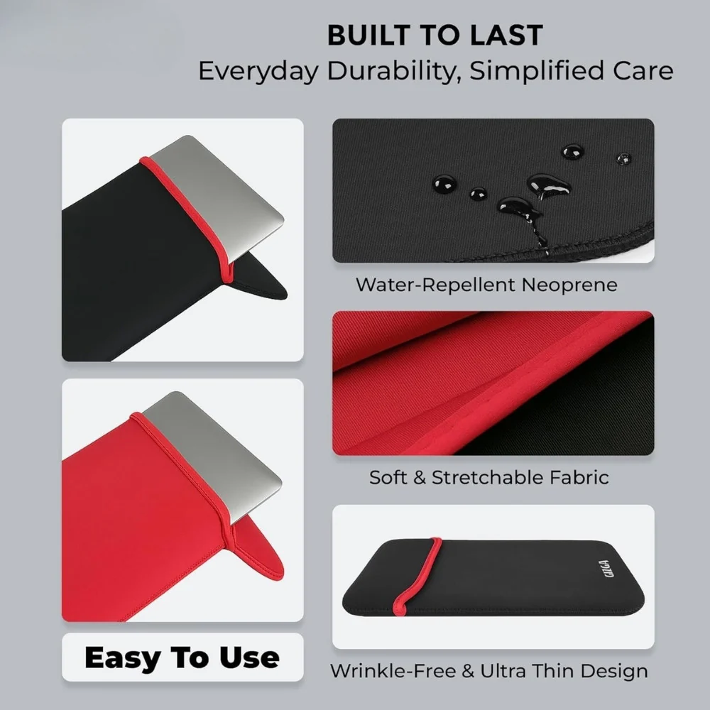 Reversible Neoprene Laptop Sleeve - Dual Color Laptop Cover, Zipperless, Waterproof, Slim Fit