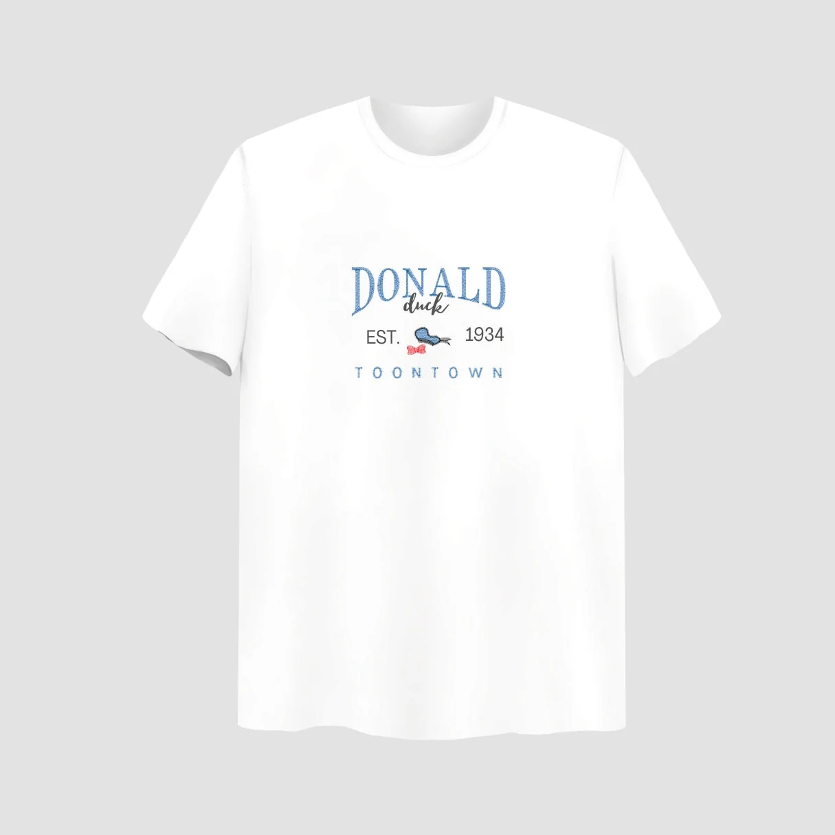 Donald Duck Embroidered White Oversize T-Shirt