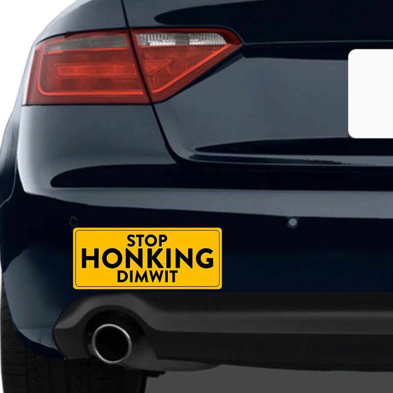 Stop Honking Car Bumper Sticker - Image 2