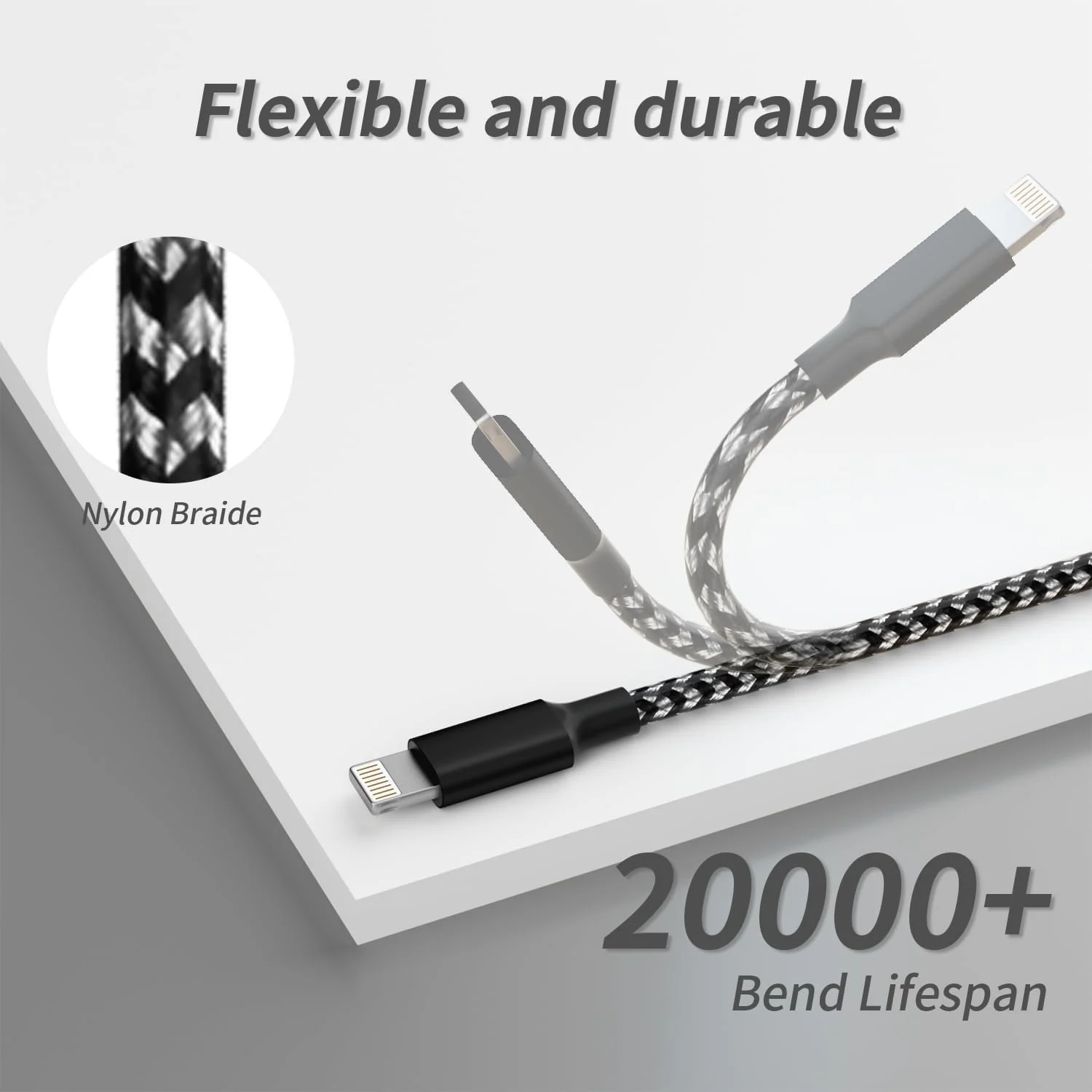 Nylon Braided 65W Charger Cable - 3 in 1  1200 mm Fast Charging Data Cable - Image 4