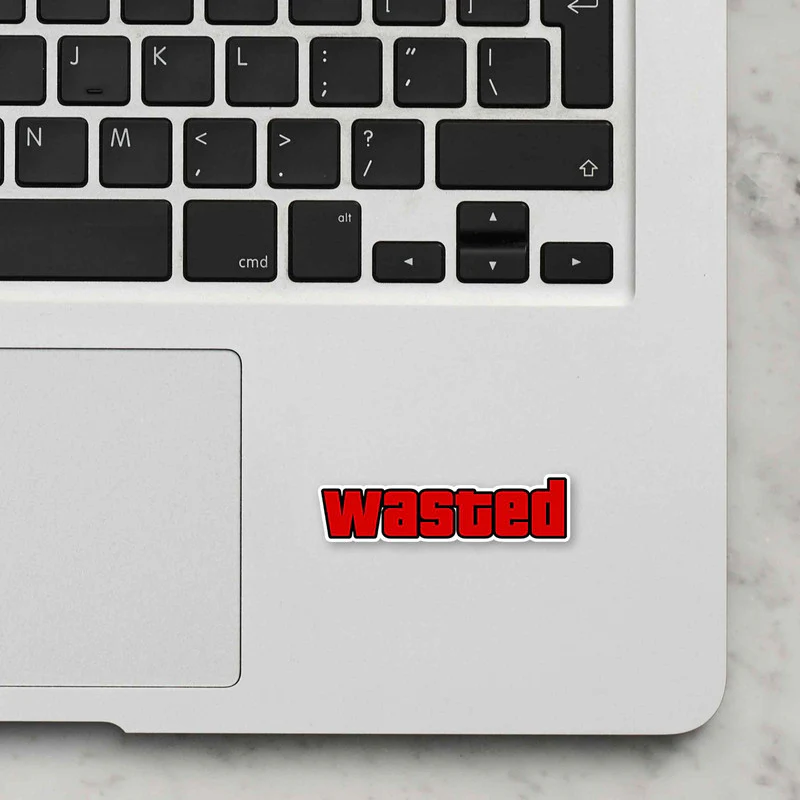 Wasted Laptop Sticker - Image 2