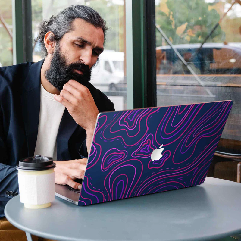 Macbook Wavy Neon Purple Laptop Skins - Image 3