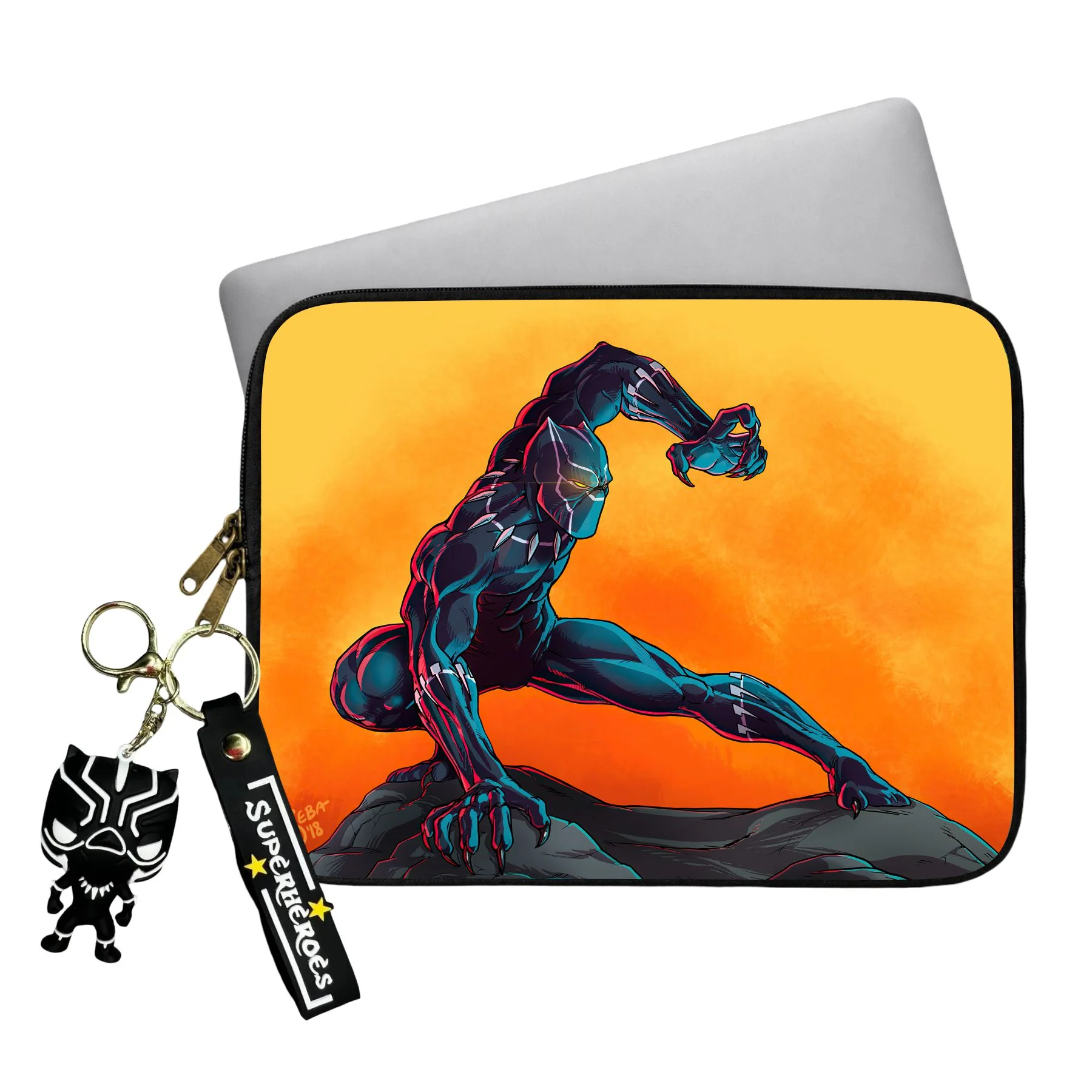 Yellow Wakanda Laptop Sleeve With Charm